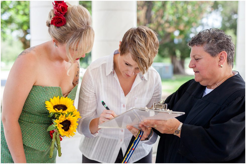 Signing the marriage license