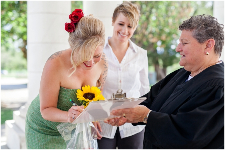 Signing the marriage license