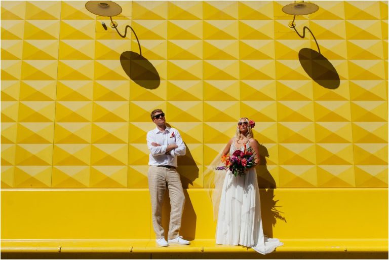Yellow wall Denver wedding photos