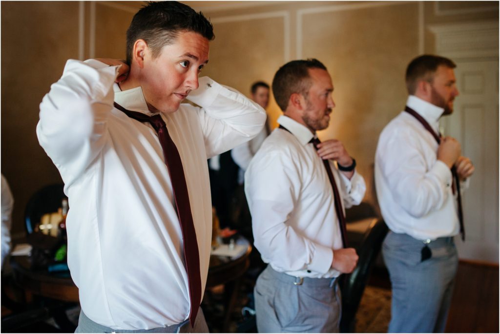 Groom getting ready