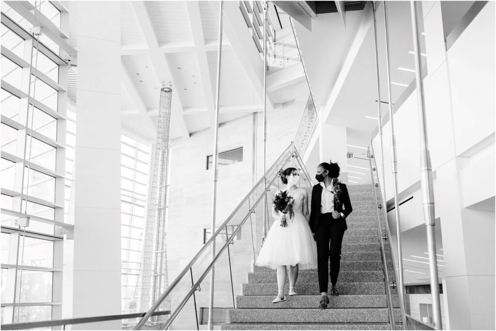 Brides walking together
