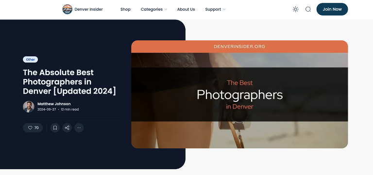 Screenshot of award for Best Denver wedding photographers