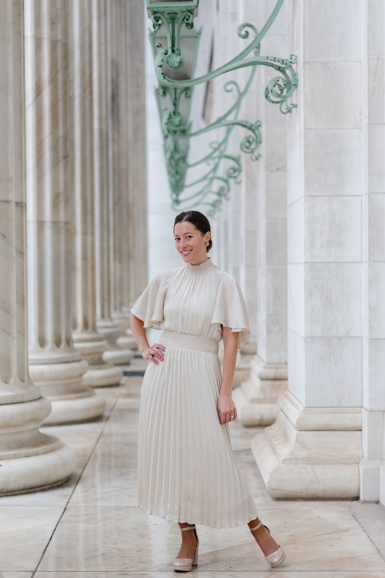 Denver courthouse elopement bride posing for photo