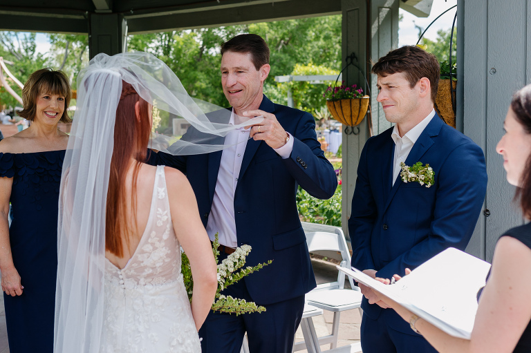 Denver Botanic Gardens microwedding ceremony in the gazebo