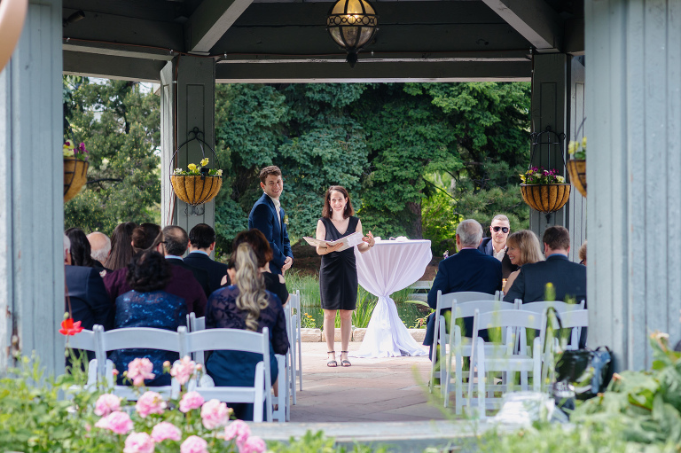 Denver Botanic Gardens microwedding ceremony in the gazebo