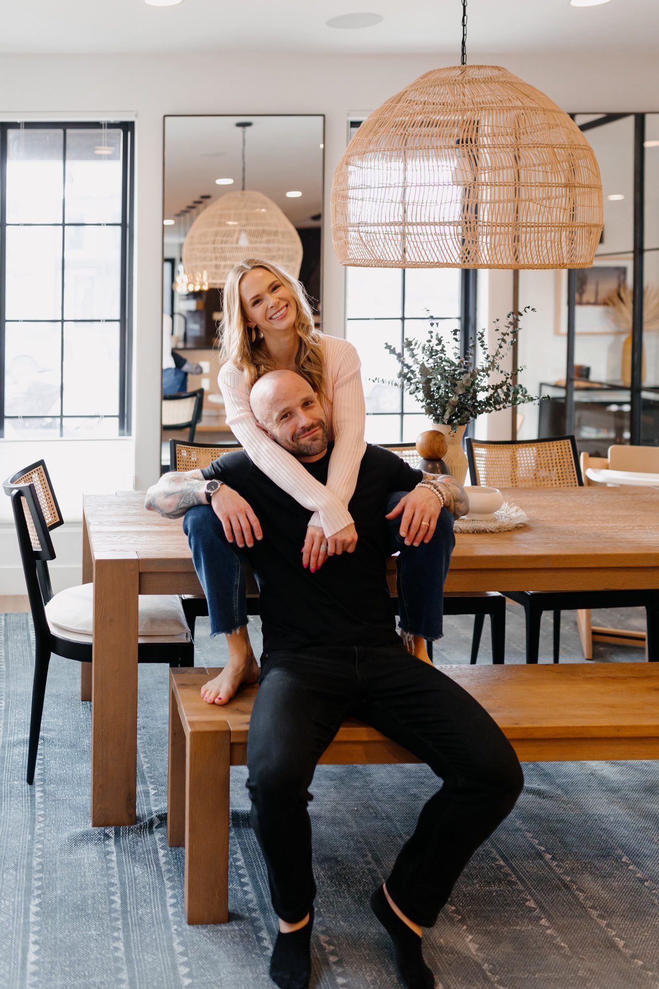 Denver couples photos at home, couple posing inside their home for a portrait session