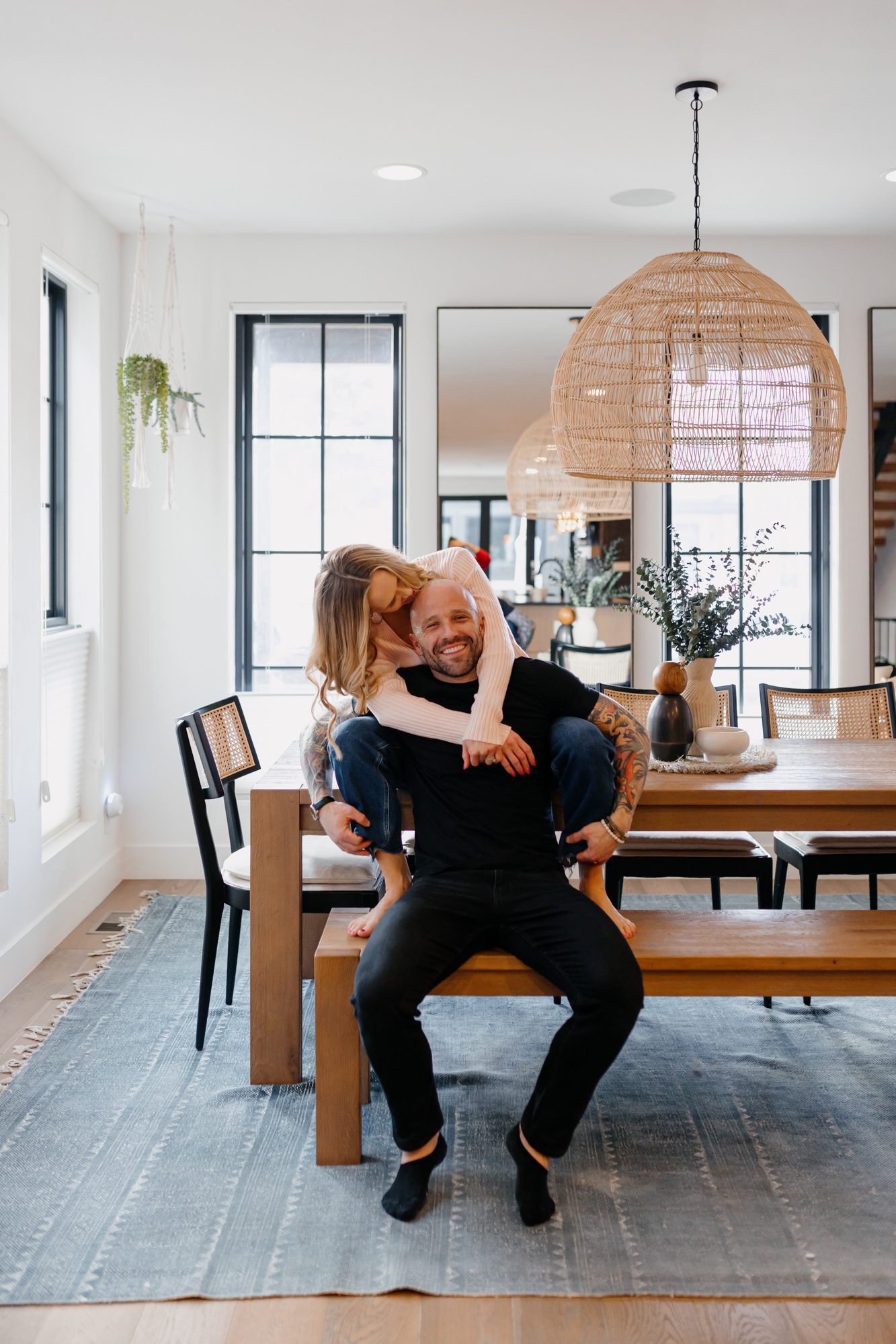 Denver couples photos at home, couple posing inside their home for a portrait session