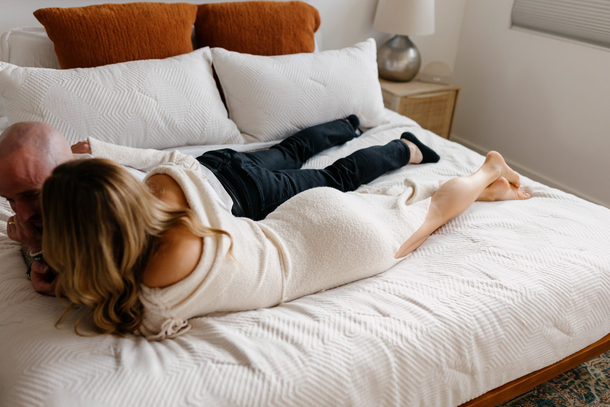 Denver couples photos at home, couple posing inside their home for a portrait session