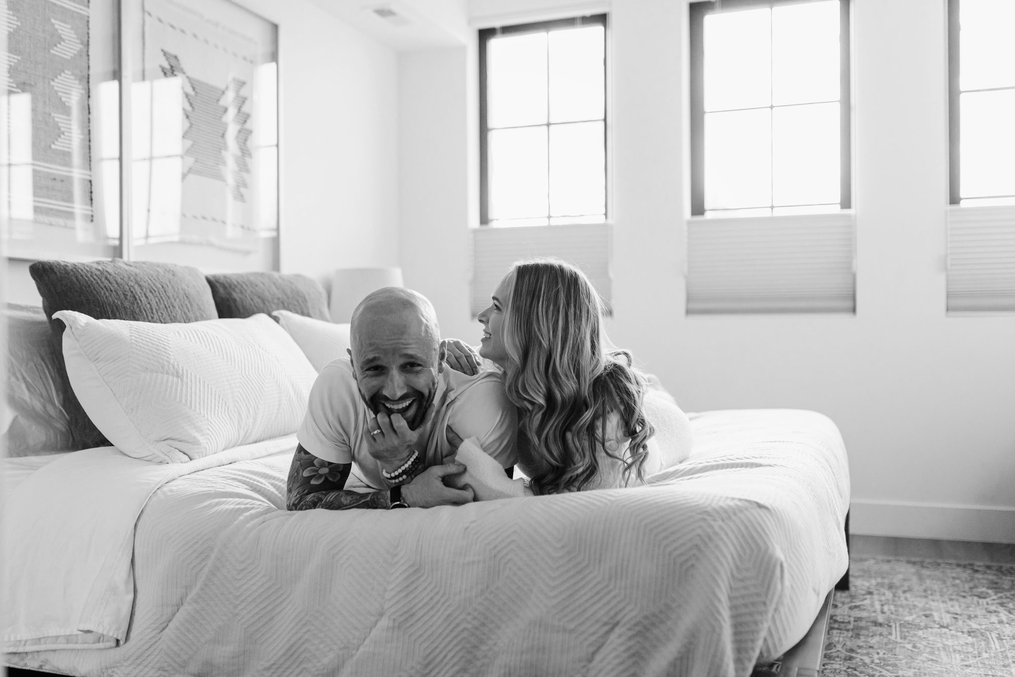 Denver couples photos at home, couple posing inside their home for a portrait session