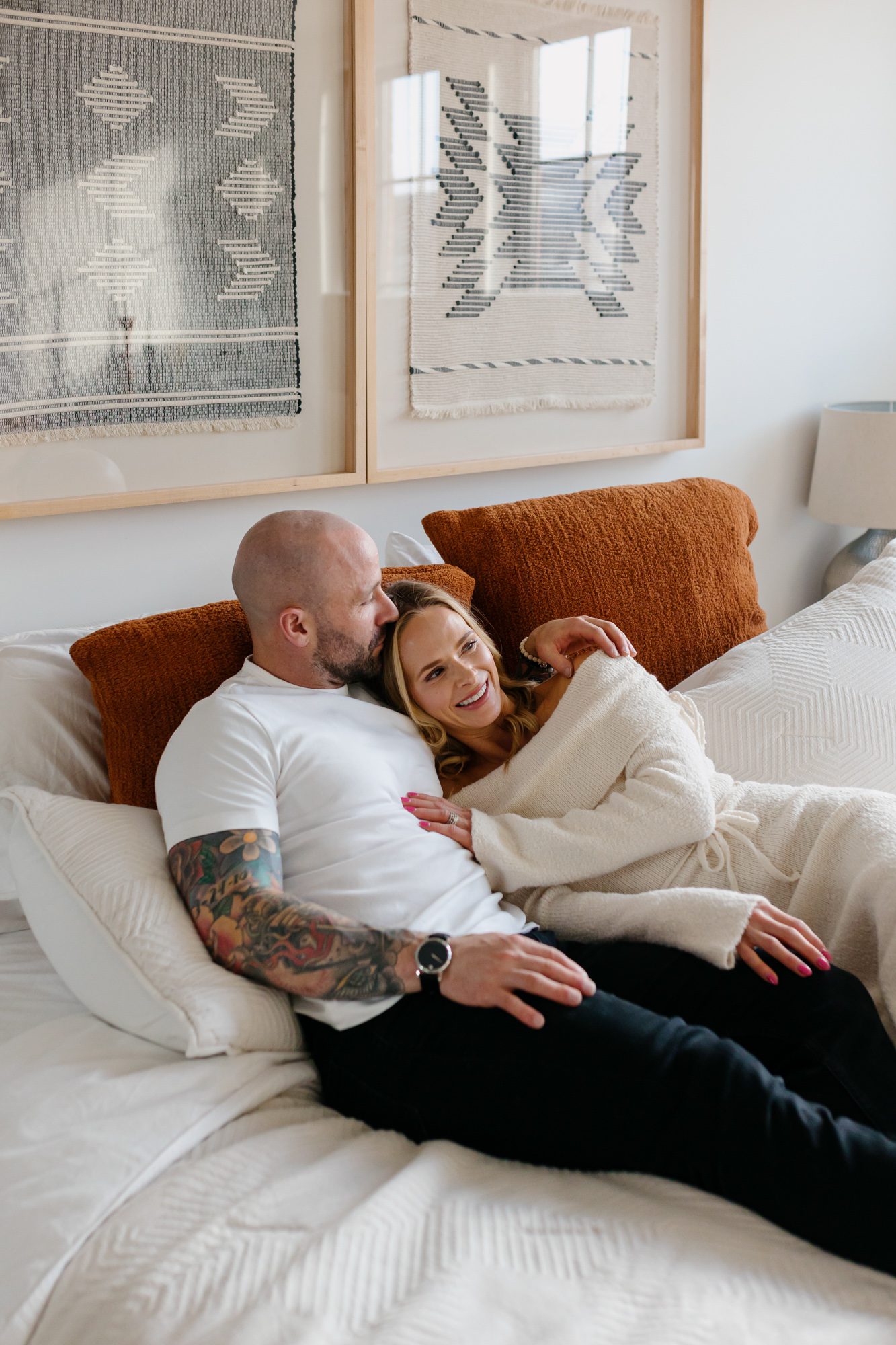 Denver couples photos at home, couple posing inside their home for a portrait session