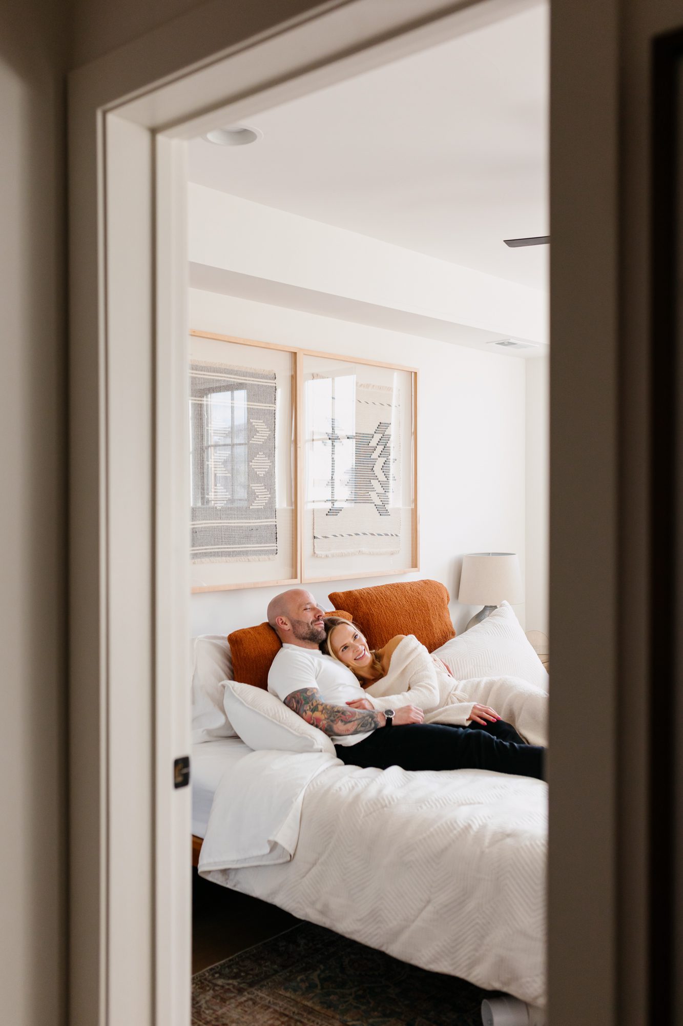 Denver couples photos at home, couple posing inside their home for a portrait session