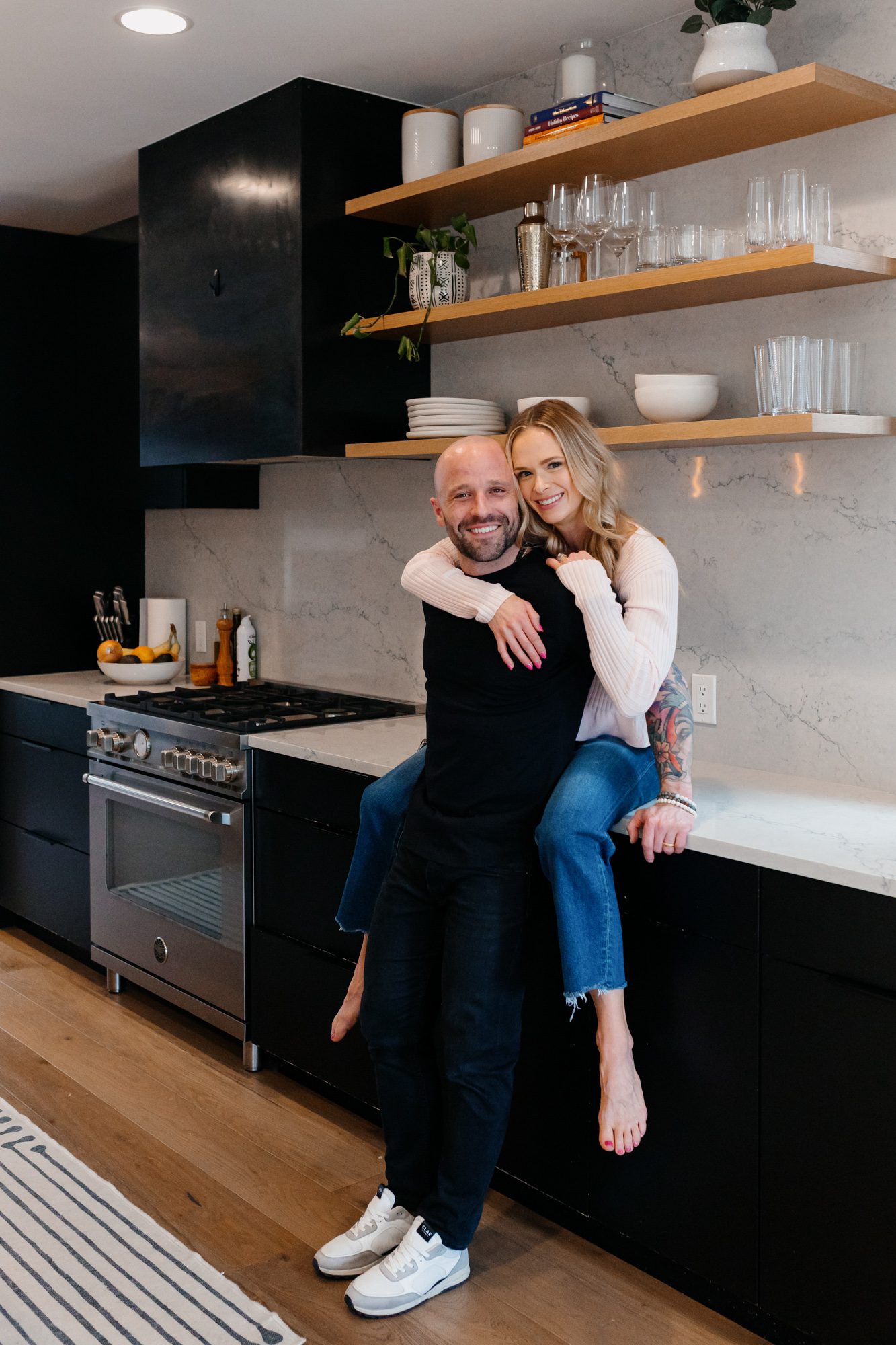 Denver couples photos at home, couple posing inside their home for a portrait session