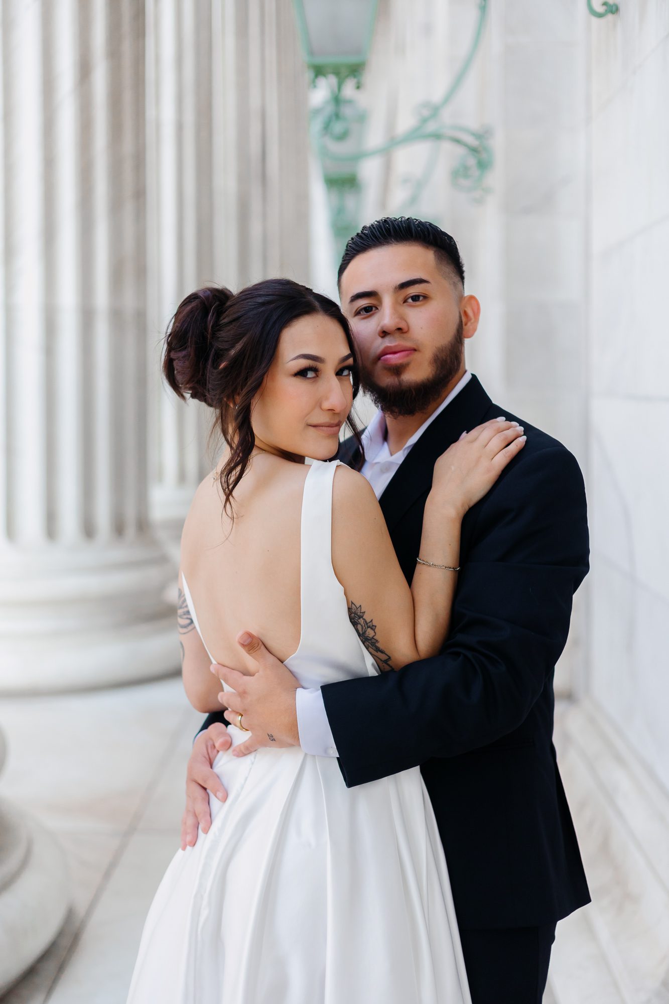 Candid moment from a Downtown Denver courthouse elopement celebration