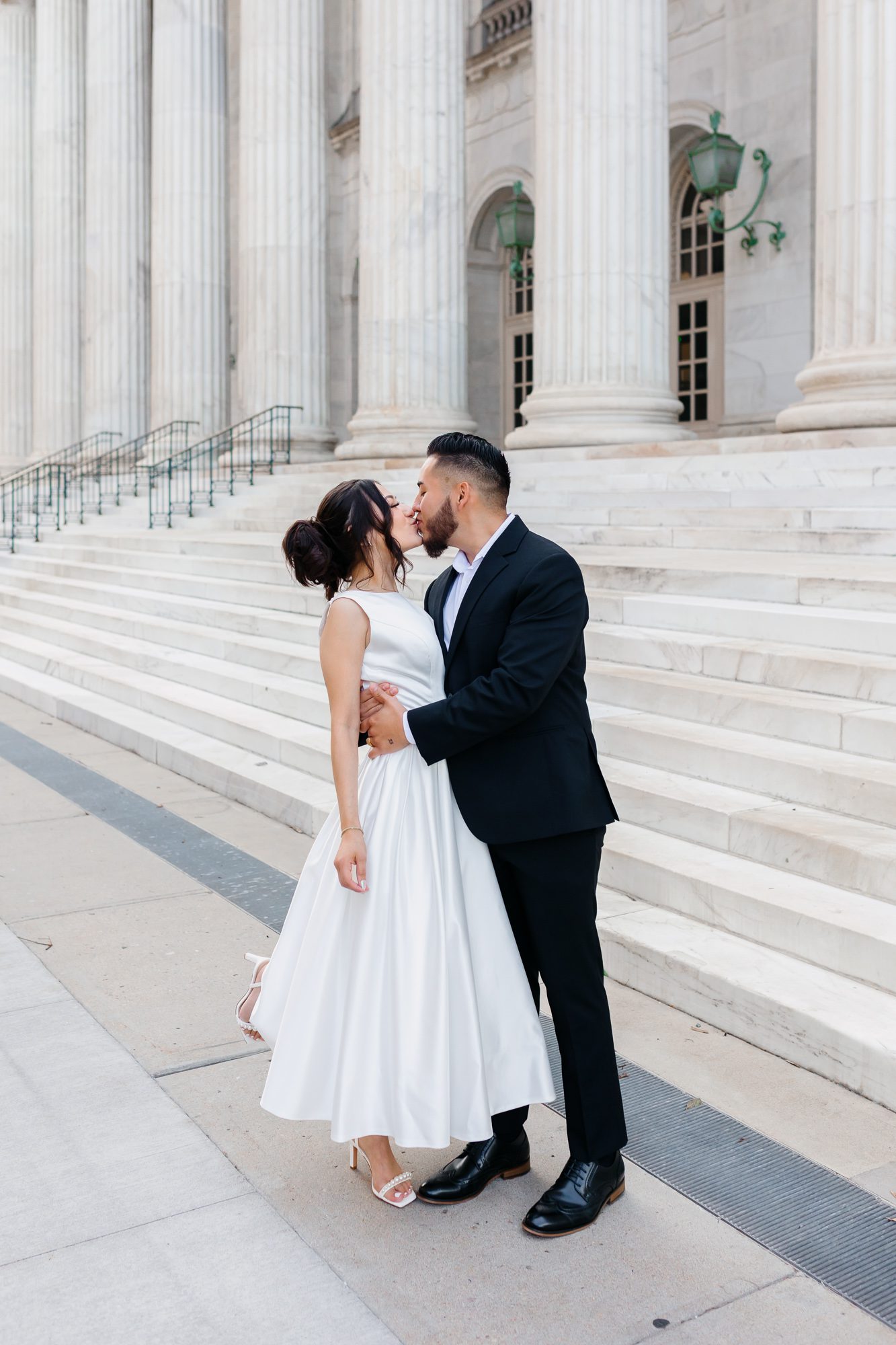 Elopement portraits in downtown Denver with vintage-inspired style