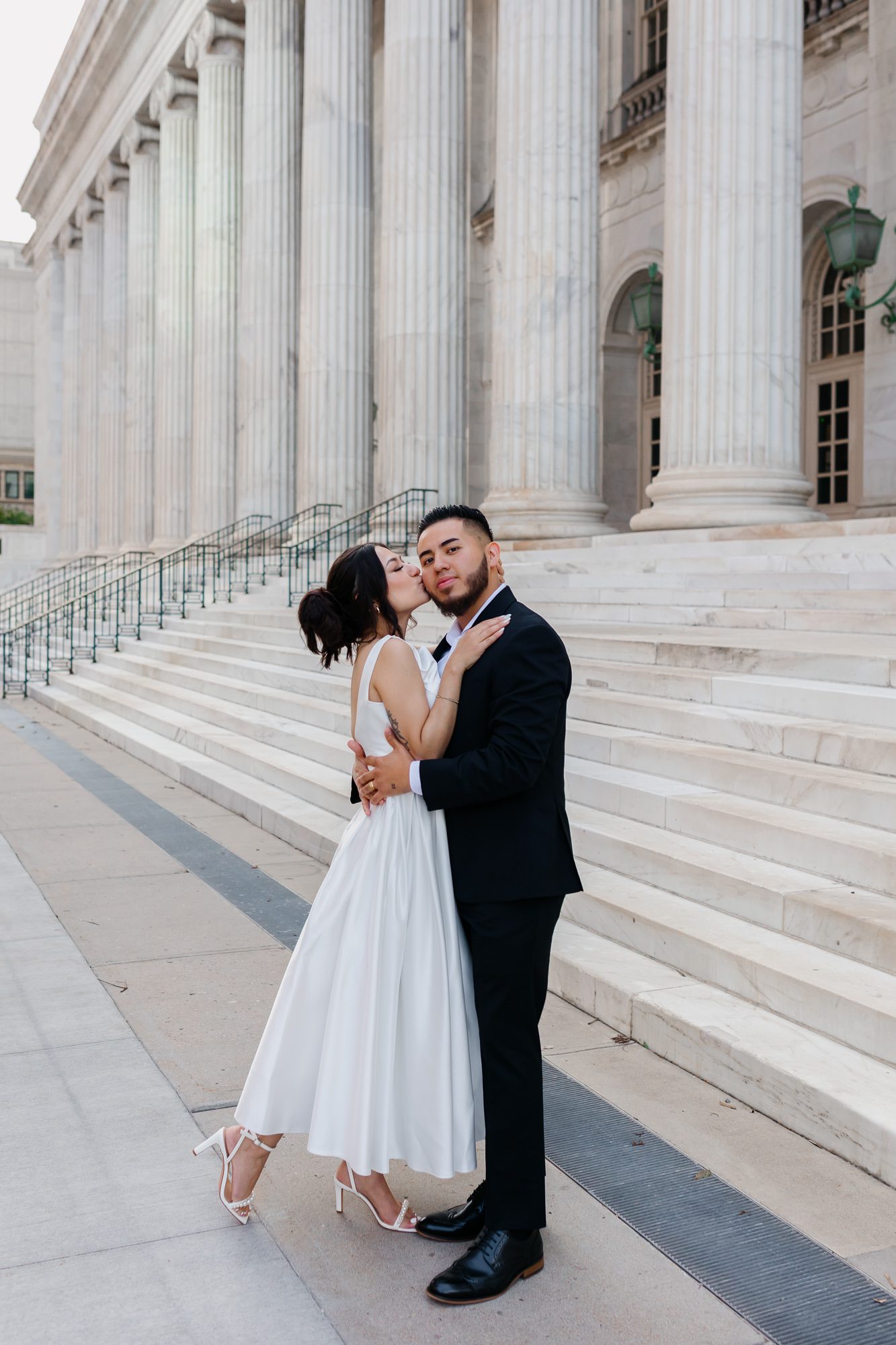 Elopement portraits in downtown Denver with vintage-inspired style
