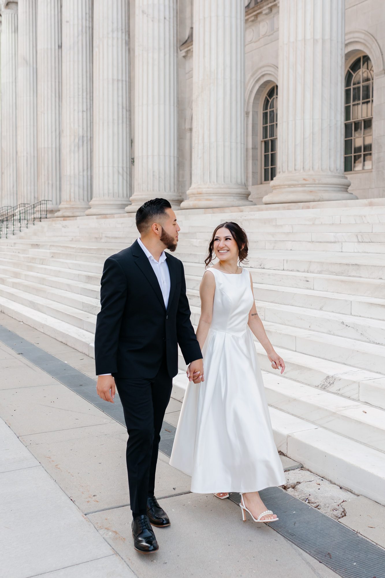 Elopement portraits in downtown Denver with vintage-inspired style