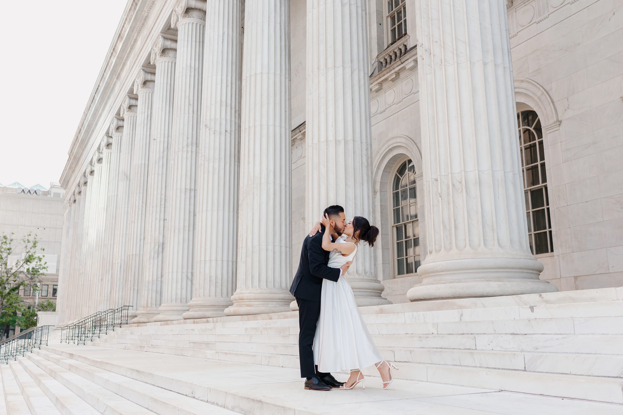 Elopement portraits in downtown Denver with vintage-inspired style