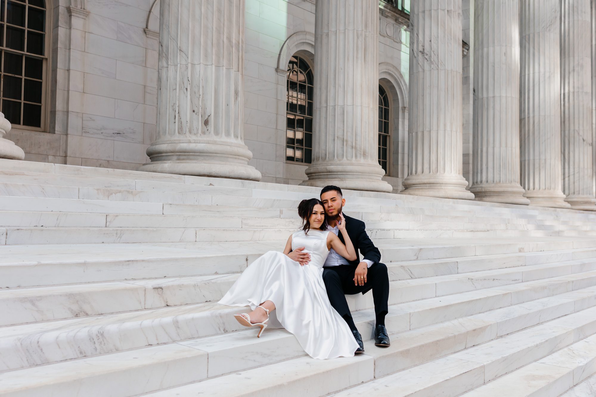 Elopement portraits in downtown Denver with vintage-inspired style