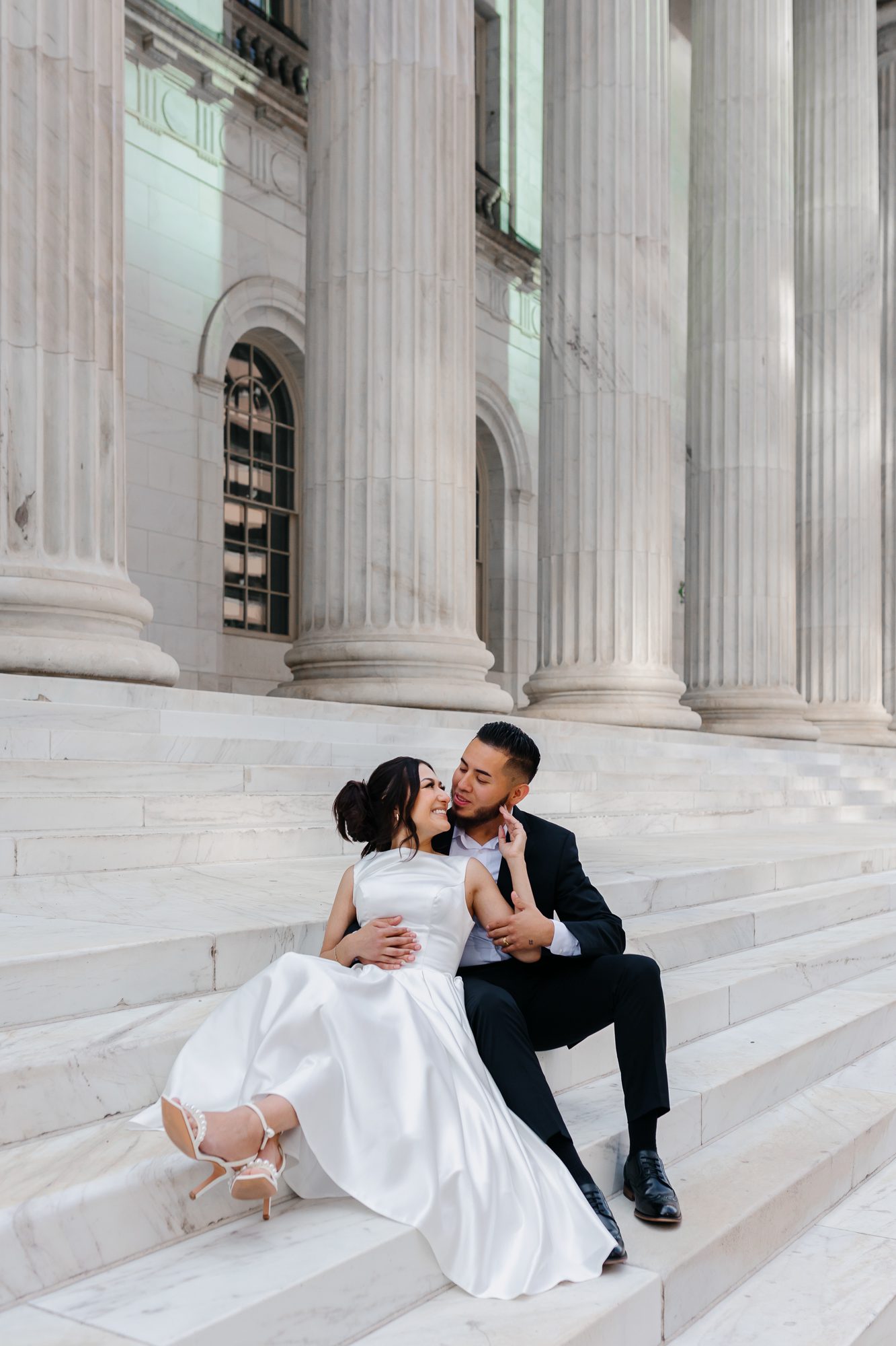 Elopement portraits in downtown Denver with vintage-inspired style