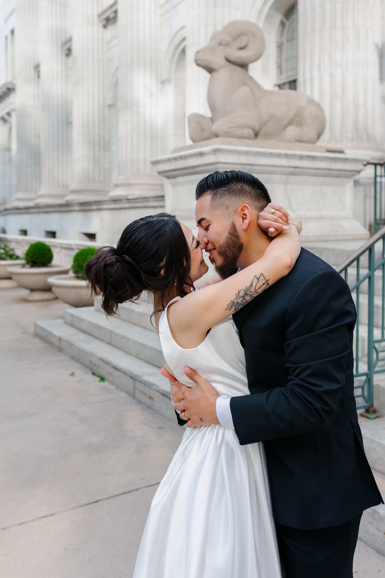 Elopement portraits in downtown Denver with vintage-inspired style