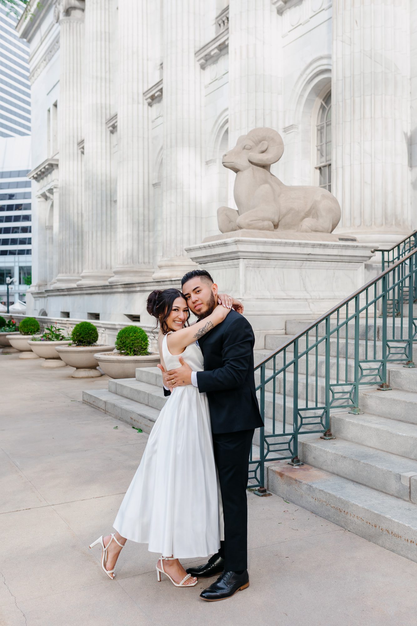Elopement portraits in downtown Denver with vintage-inspired style