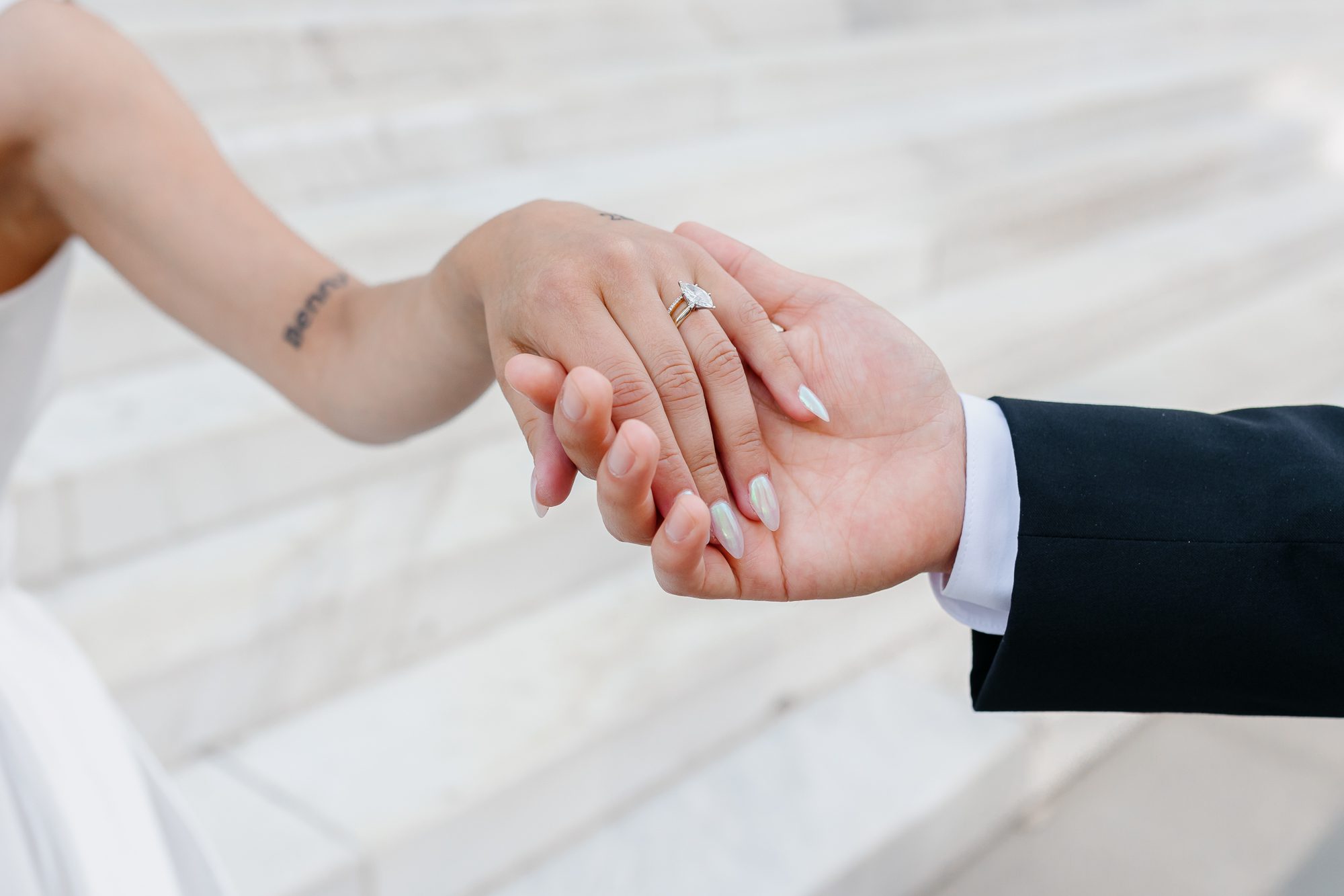 Bride and groom celebrating their courthouse elopement in Denver