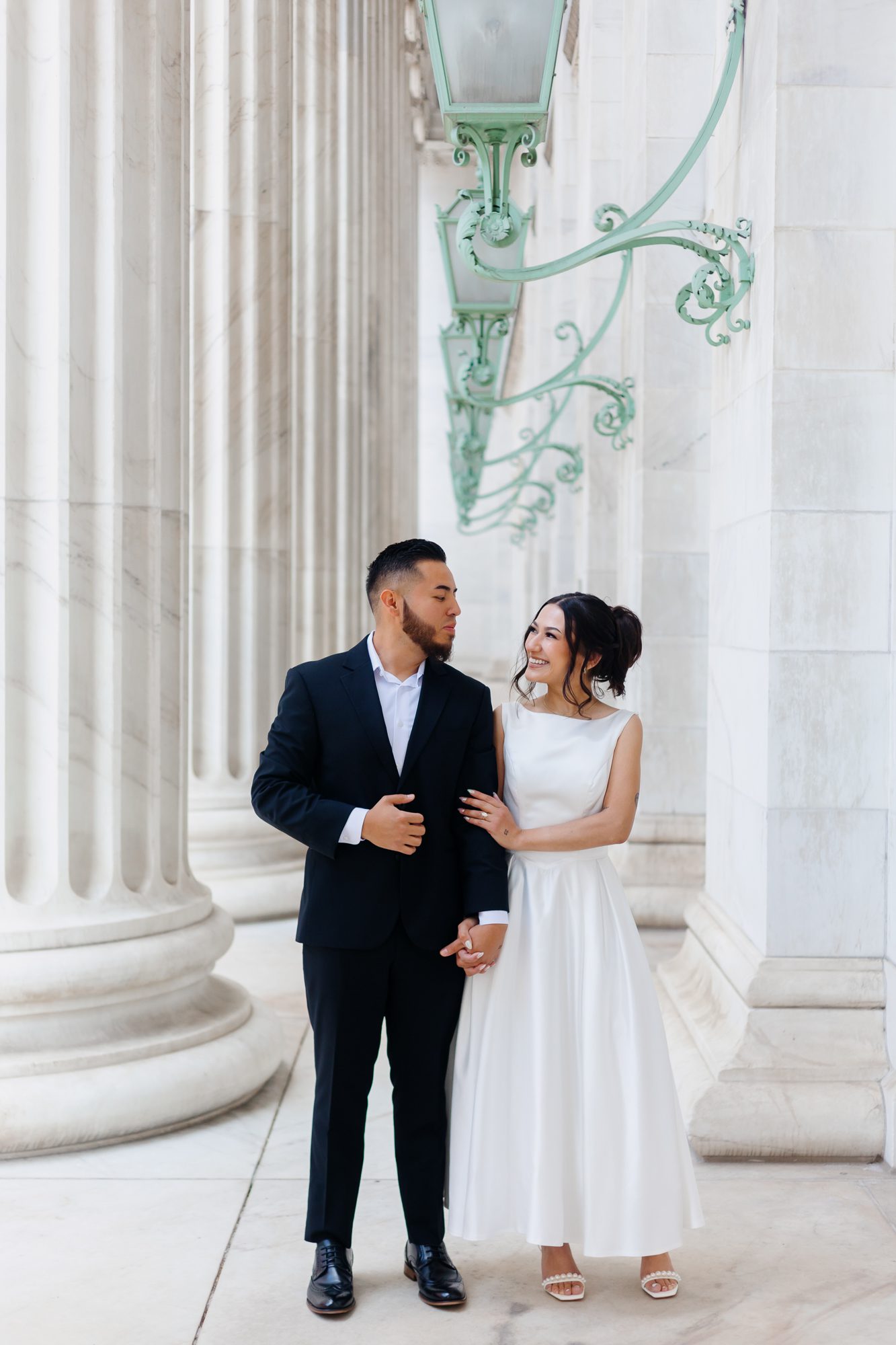 Couple during their Downtown Denver courthouse elopement