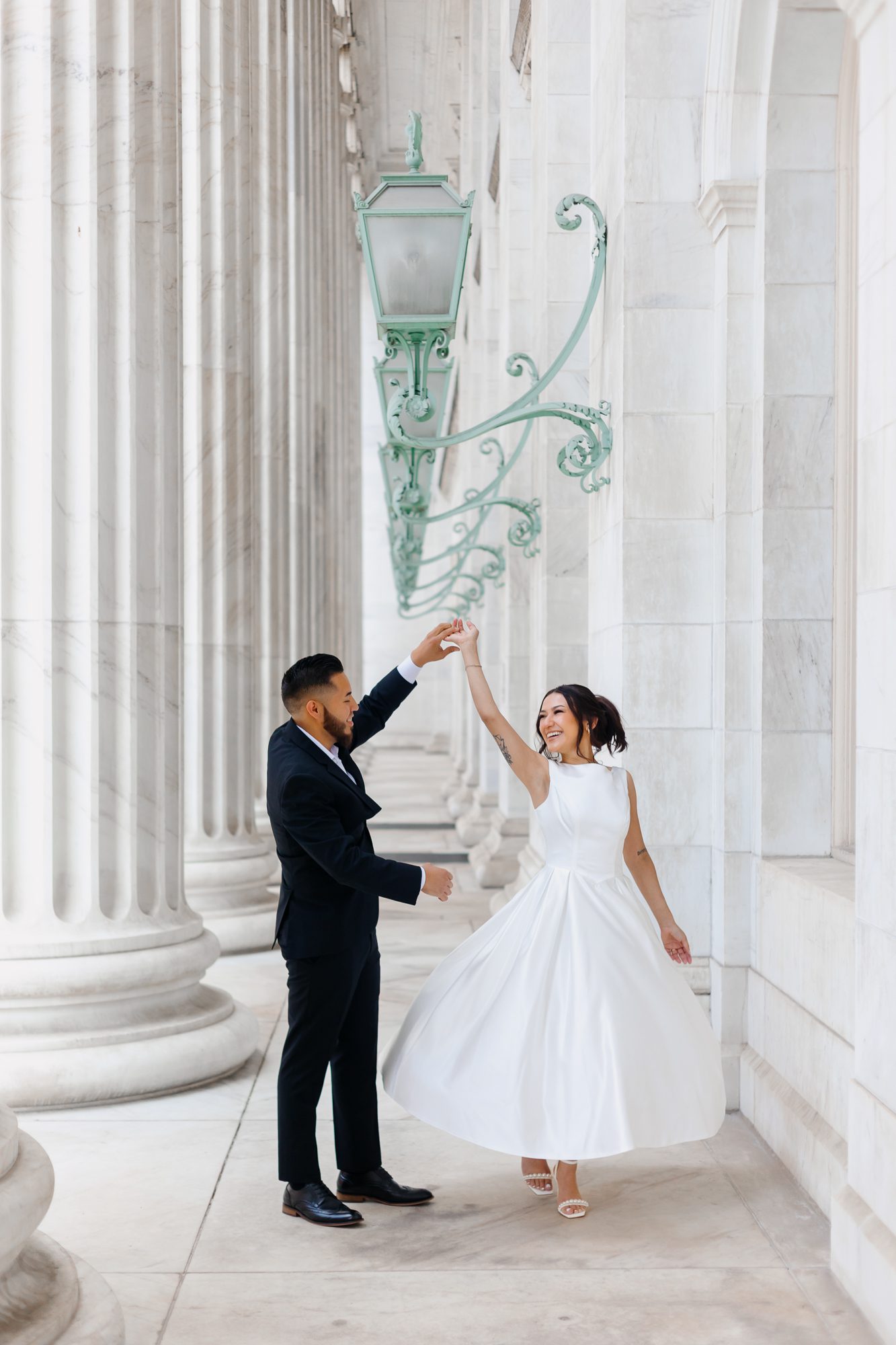 Couple during their Downtown Denver courthouse elopement