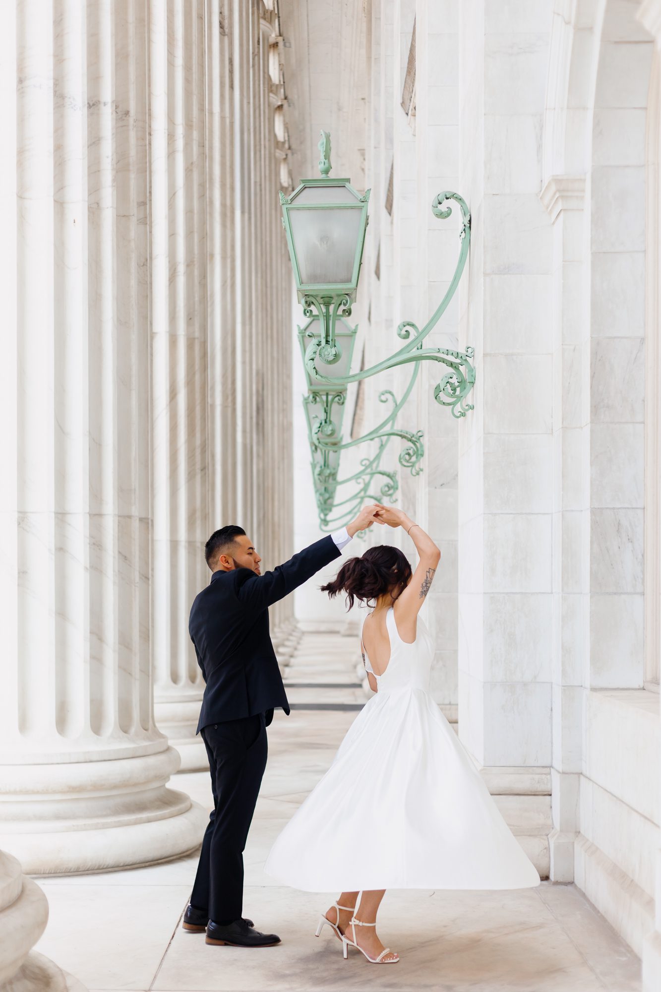 Couple during their Downtown Denver courthouse elopement