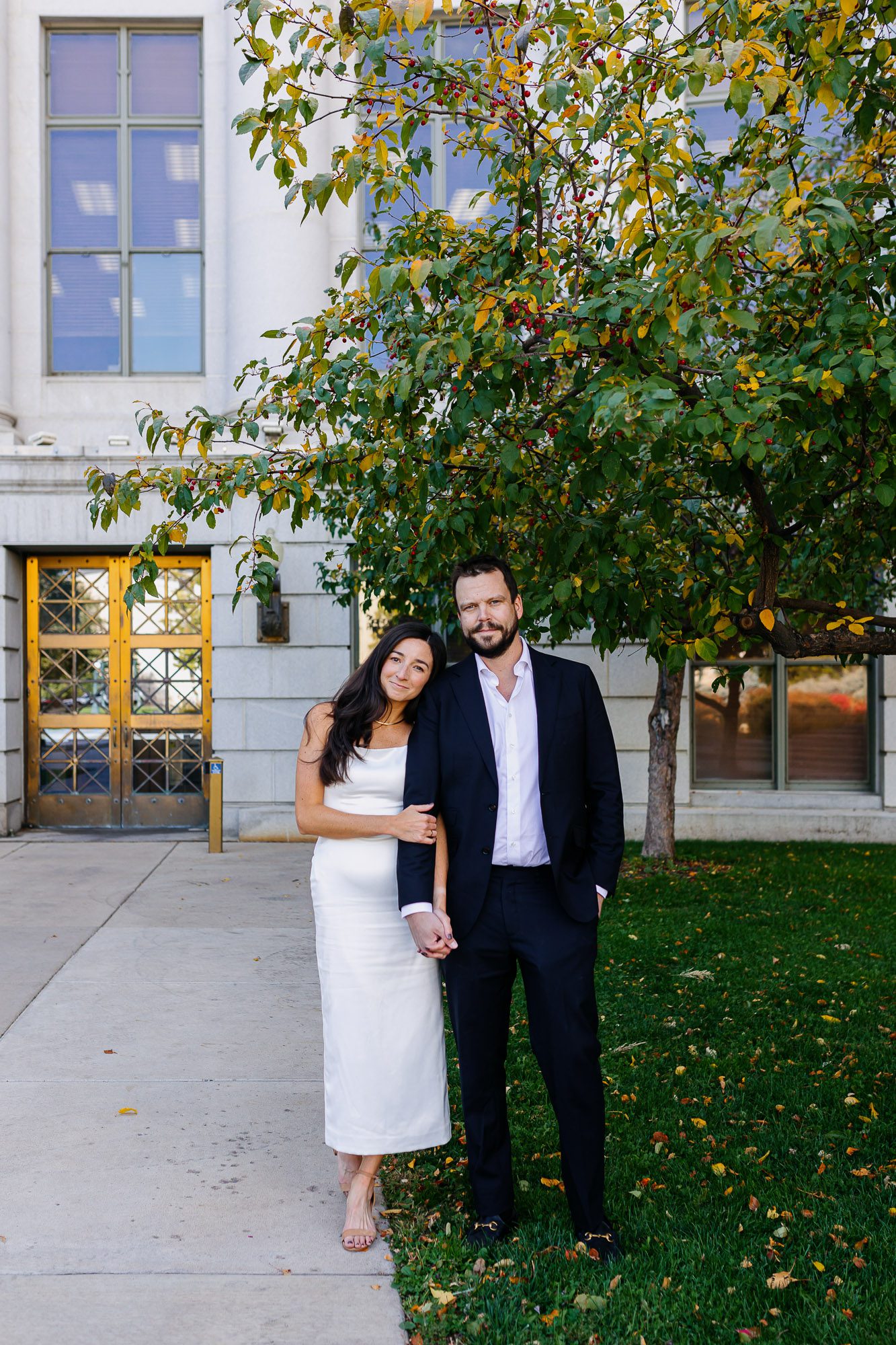 Denver courthouse elopement photographer captures bride and groom before courthouse ceremony