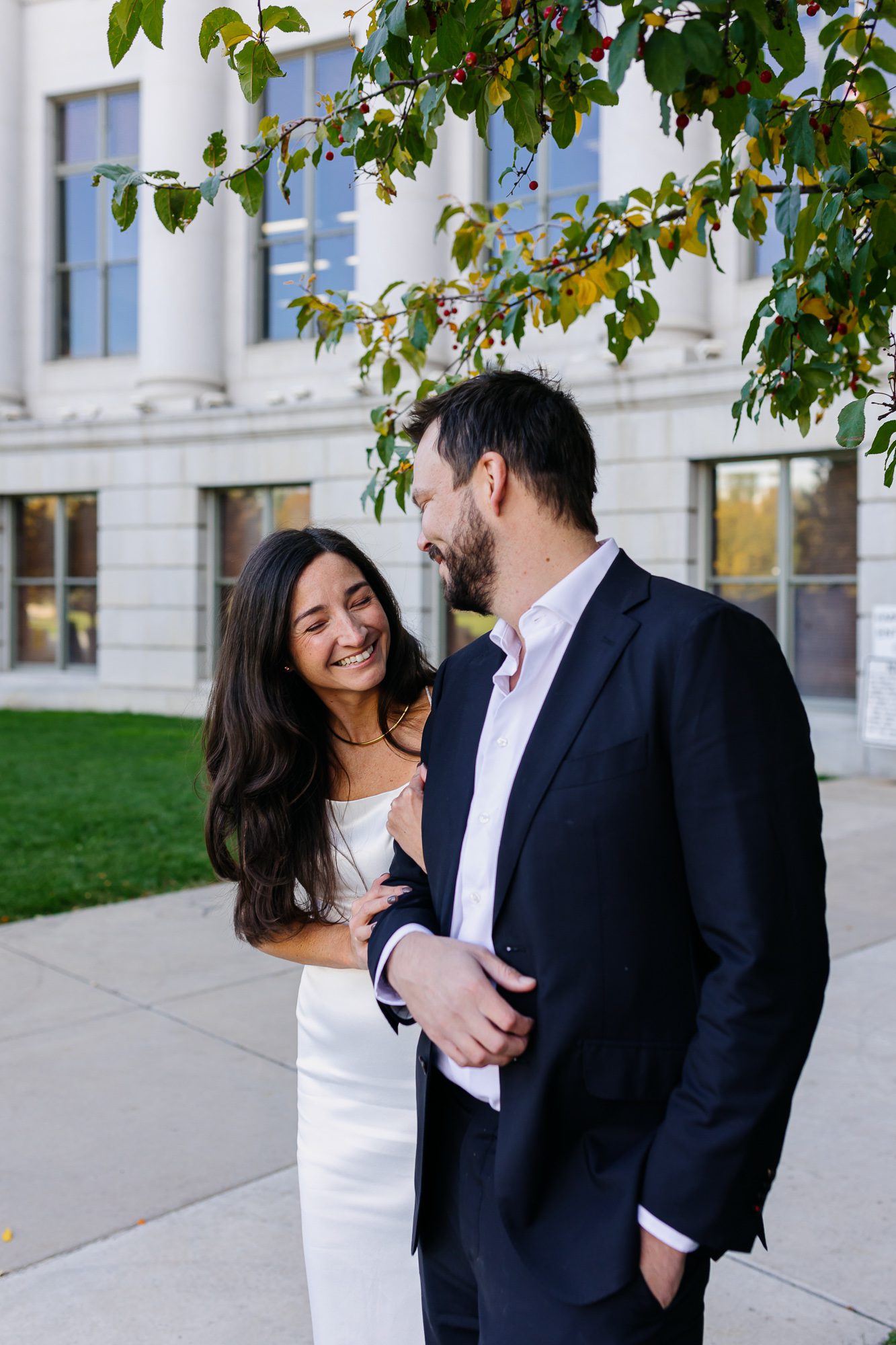 Denver courthouse elopement photographer captures bride and groom before courthouse ceremony