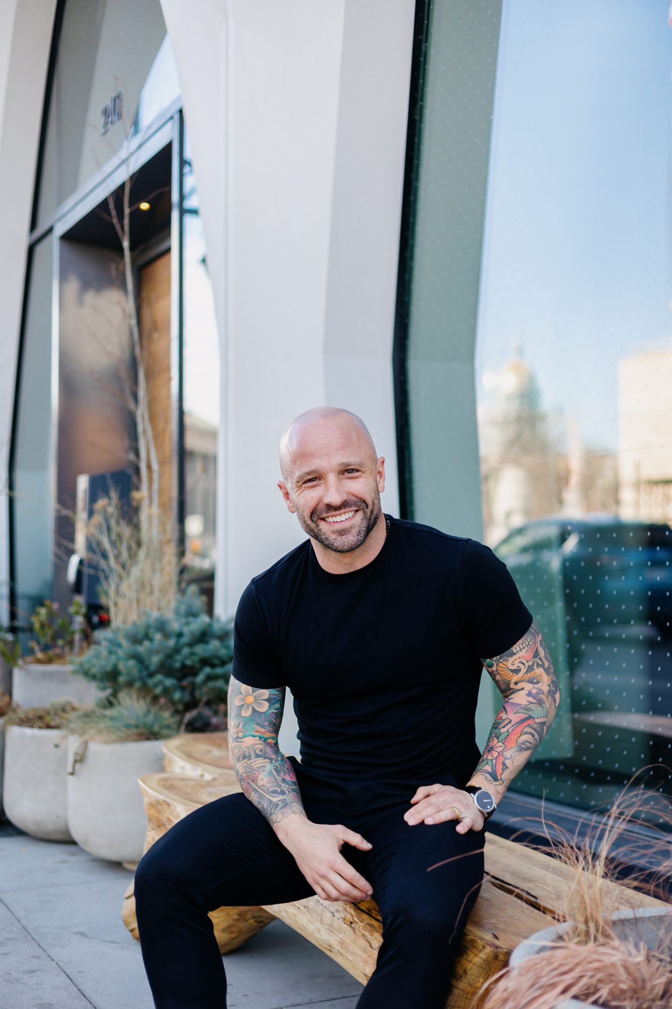 Client posing for Denver headshot session