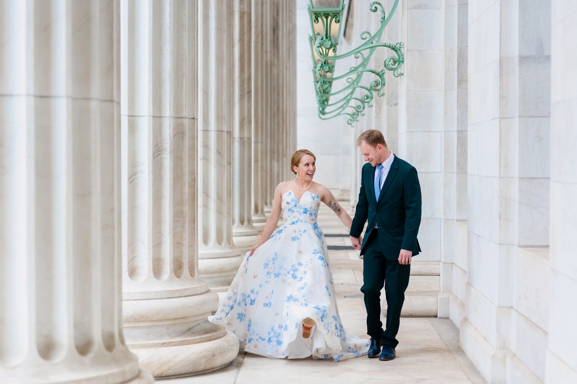 Clients posing for Denver courthouse elopement photos