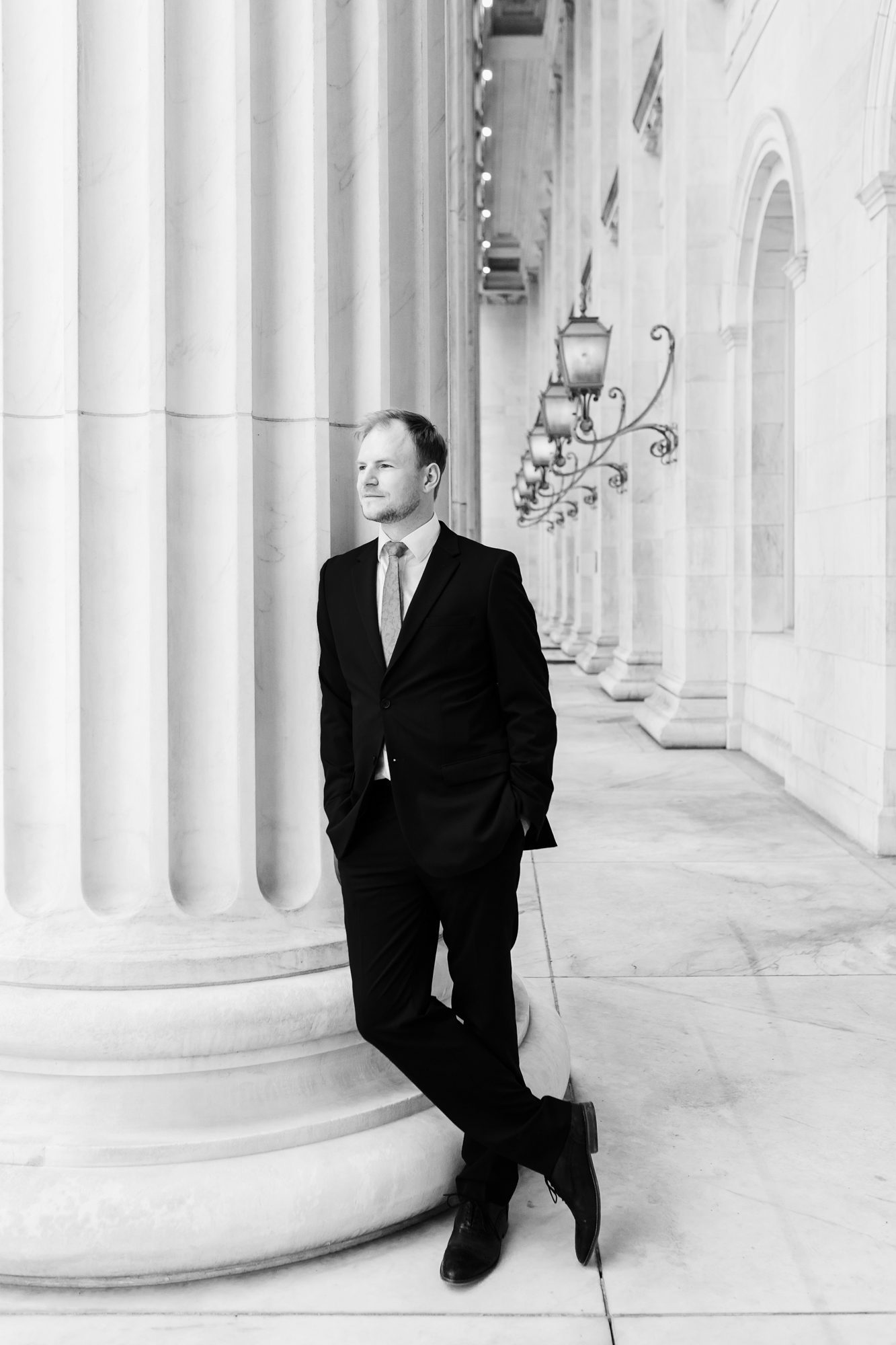 Clients posing for Denver courthouse elopement photos