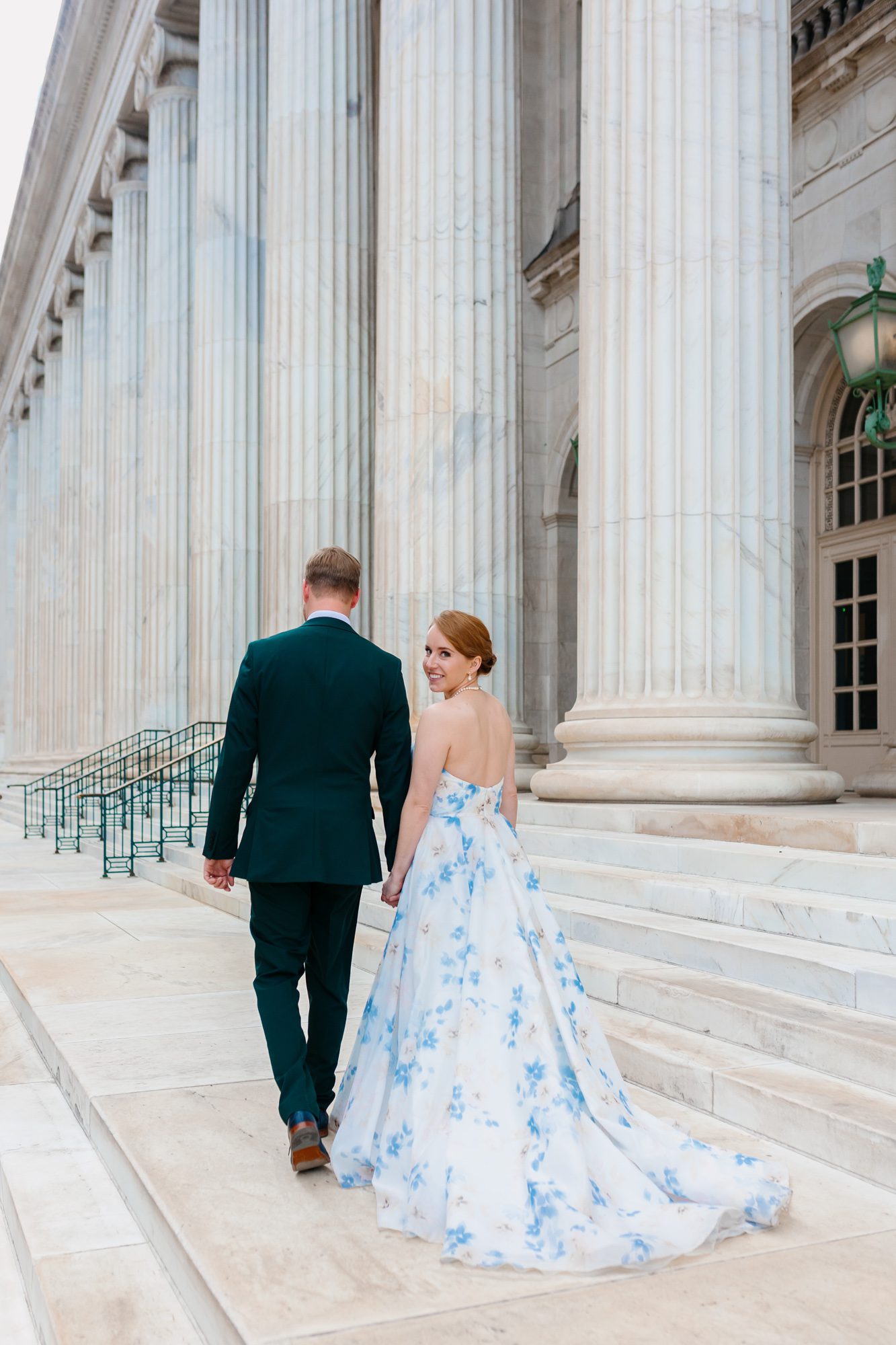 Clients posing for Denver courthouse elopement photos
