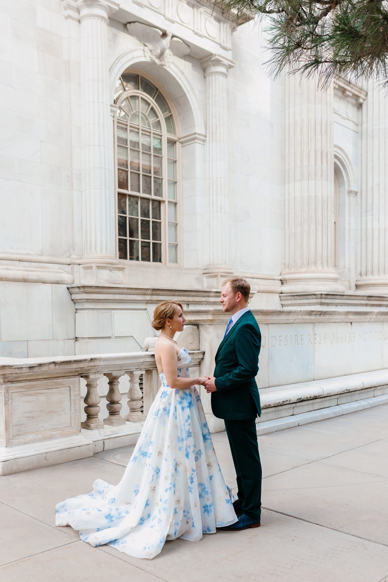 Clients posing for Denver courthouse elopement photos