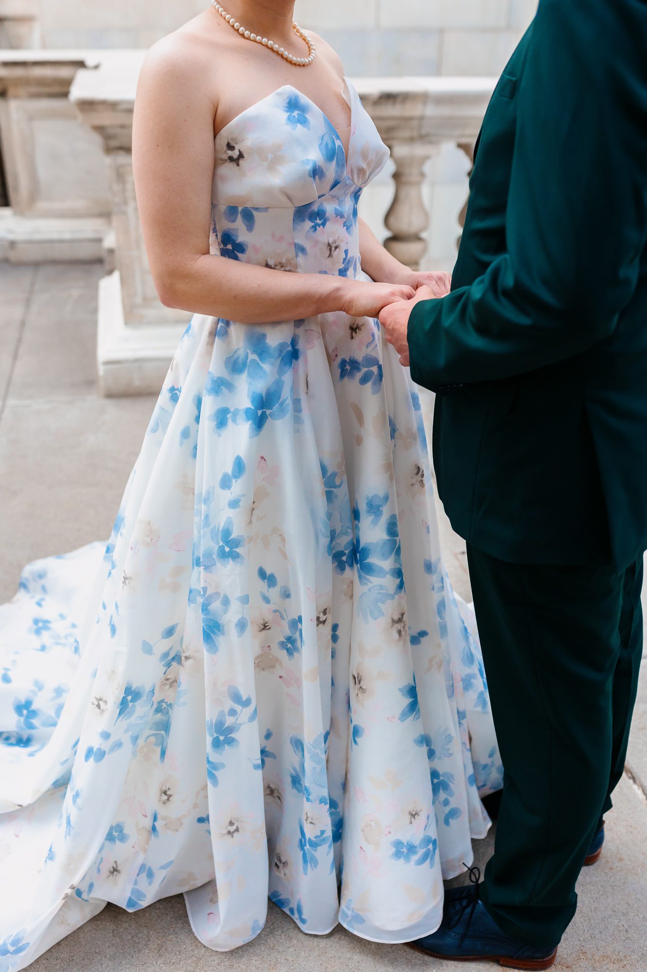 Clients posing for Denver courthouse elopement photos