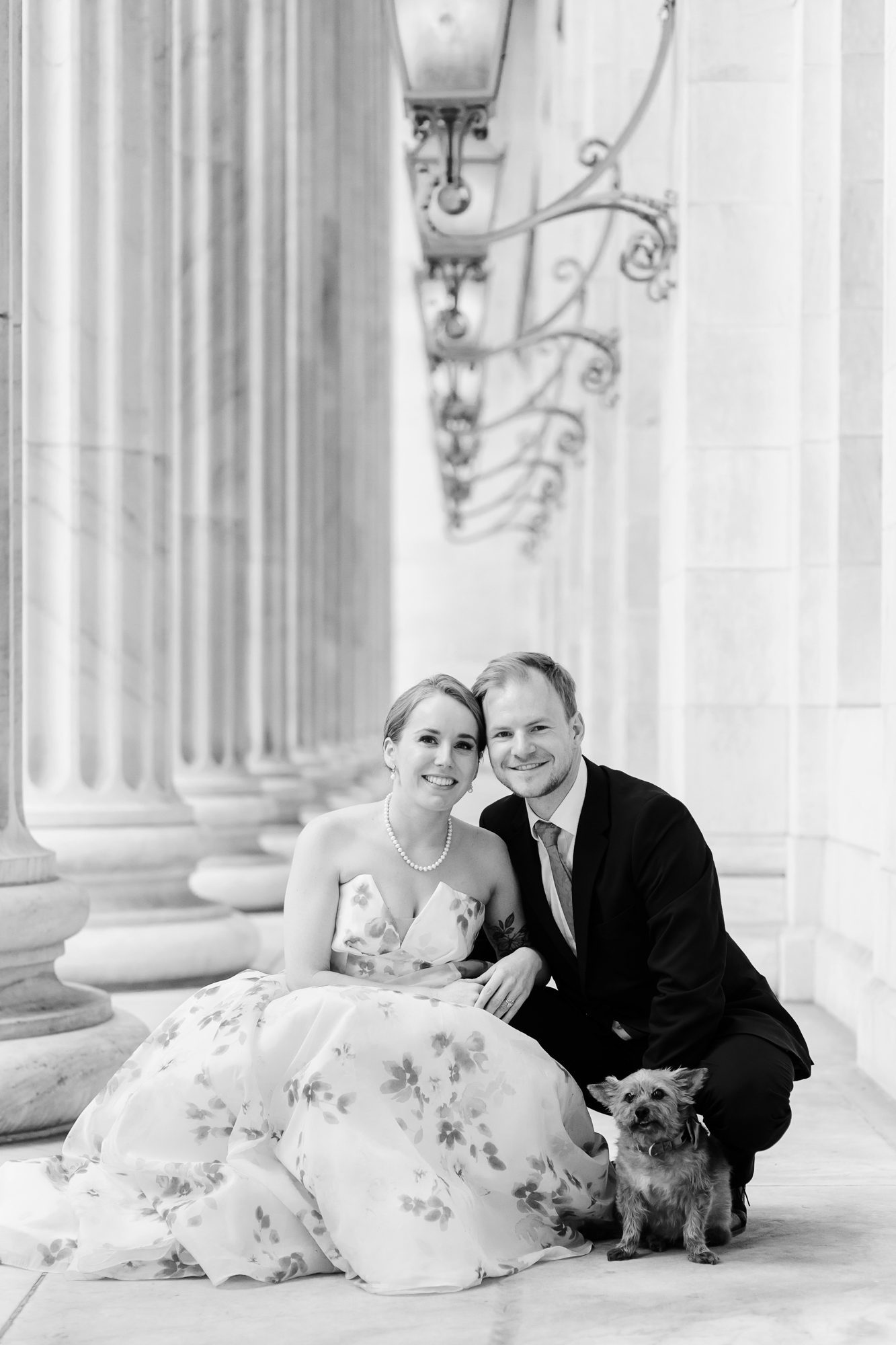 Clients posing for Denver courthouse elopement photos