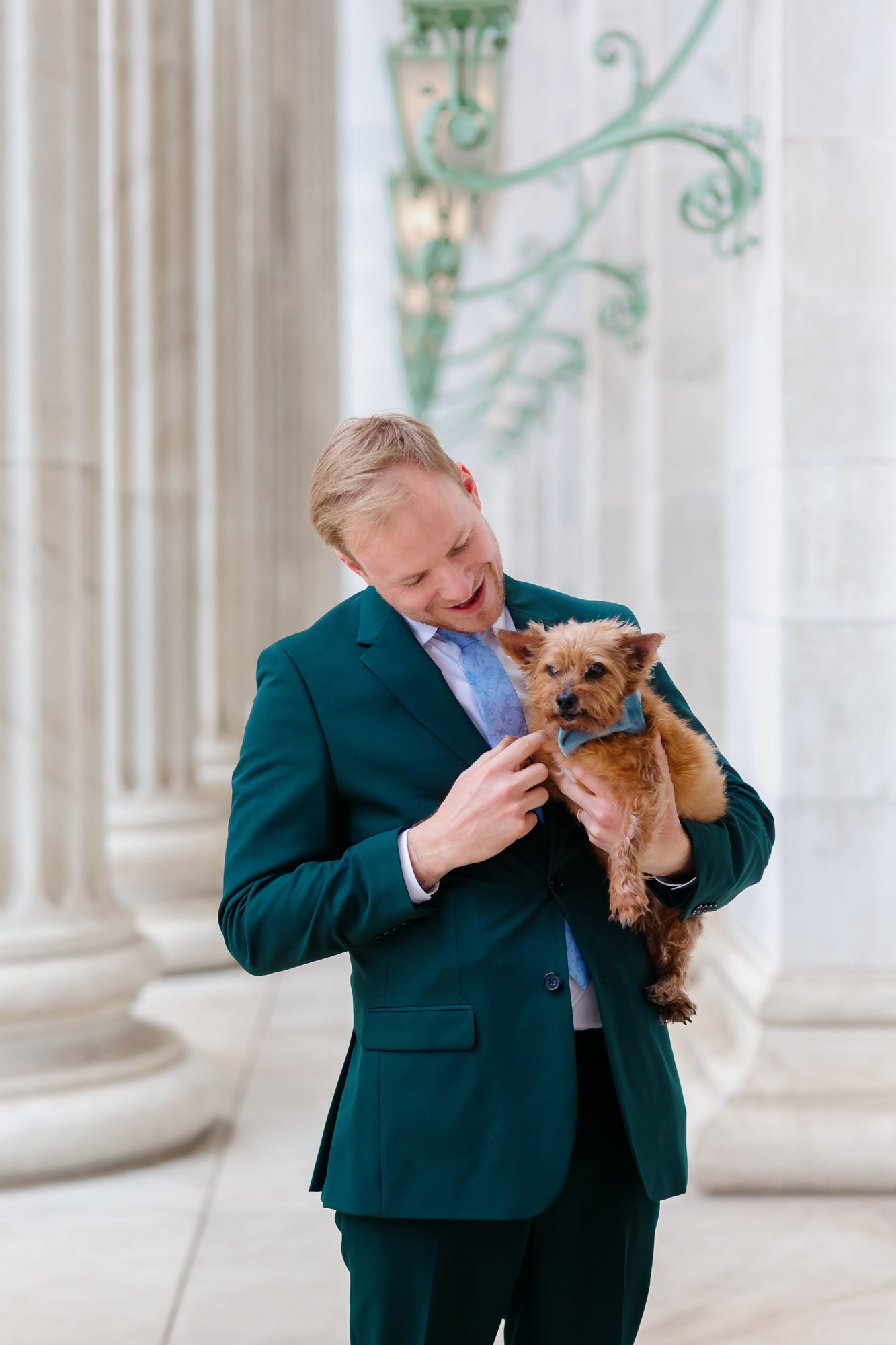 Clients posing for Denver courthouse elopement photos