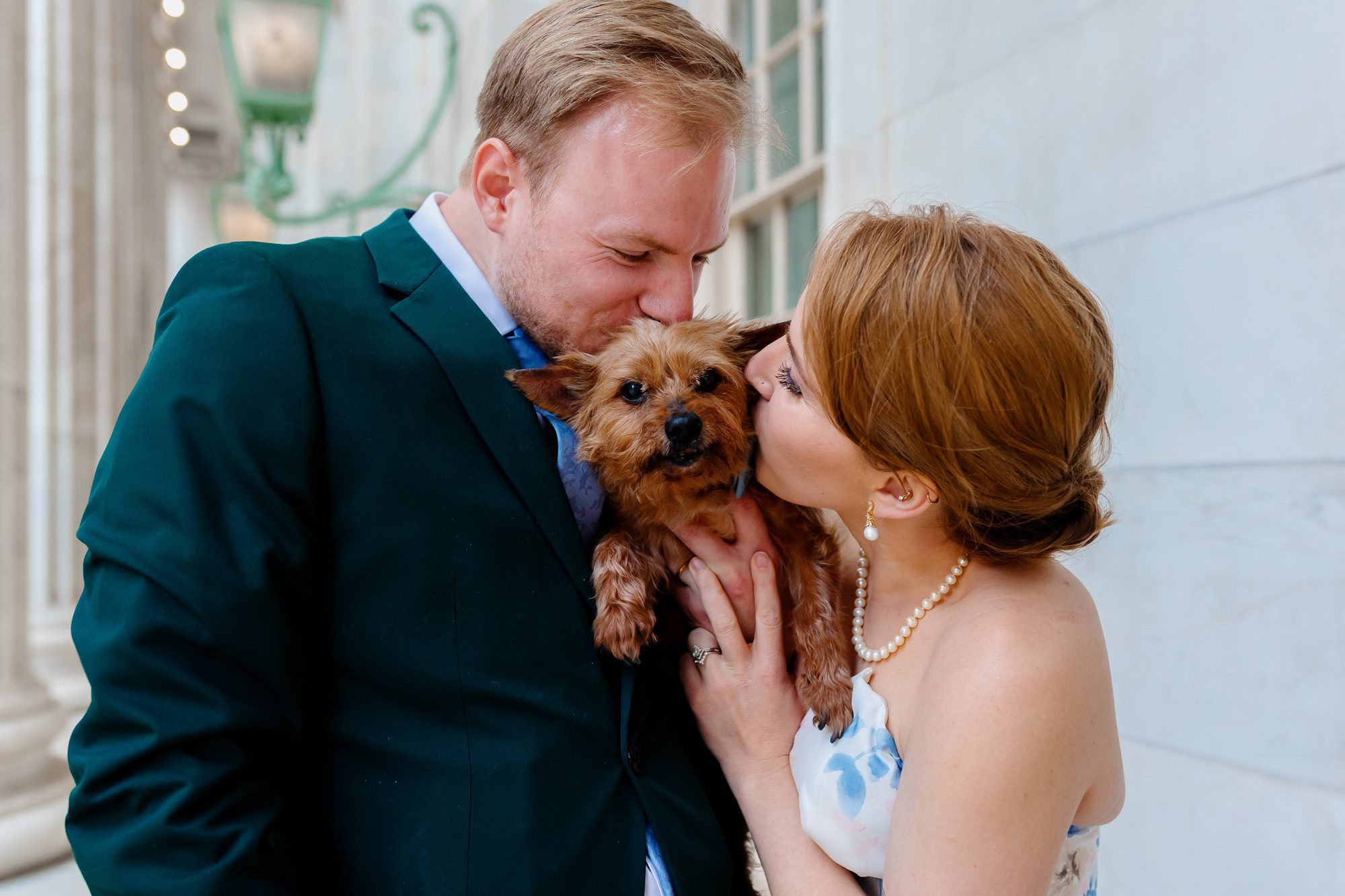 Clients posing for Denver courthouse elopement photos