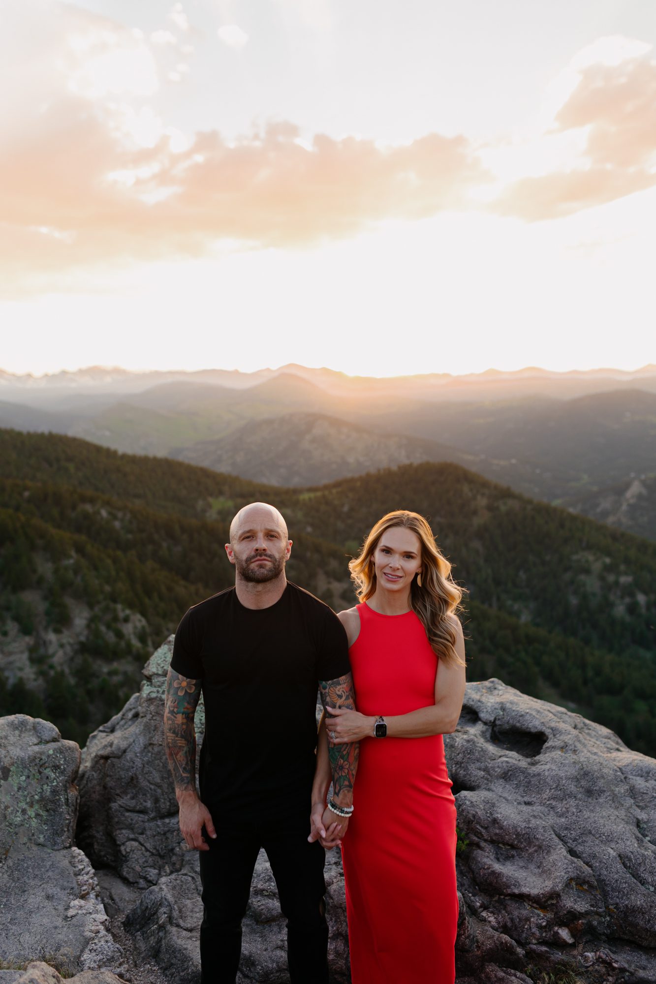 Couple posing for photos at Lost Gulch in Boulder