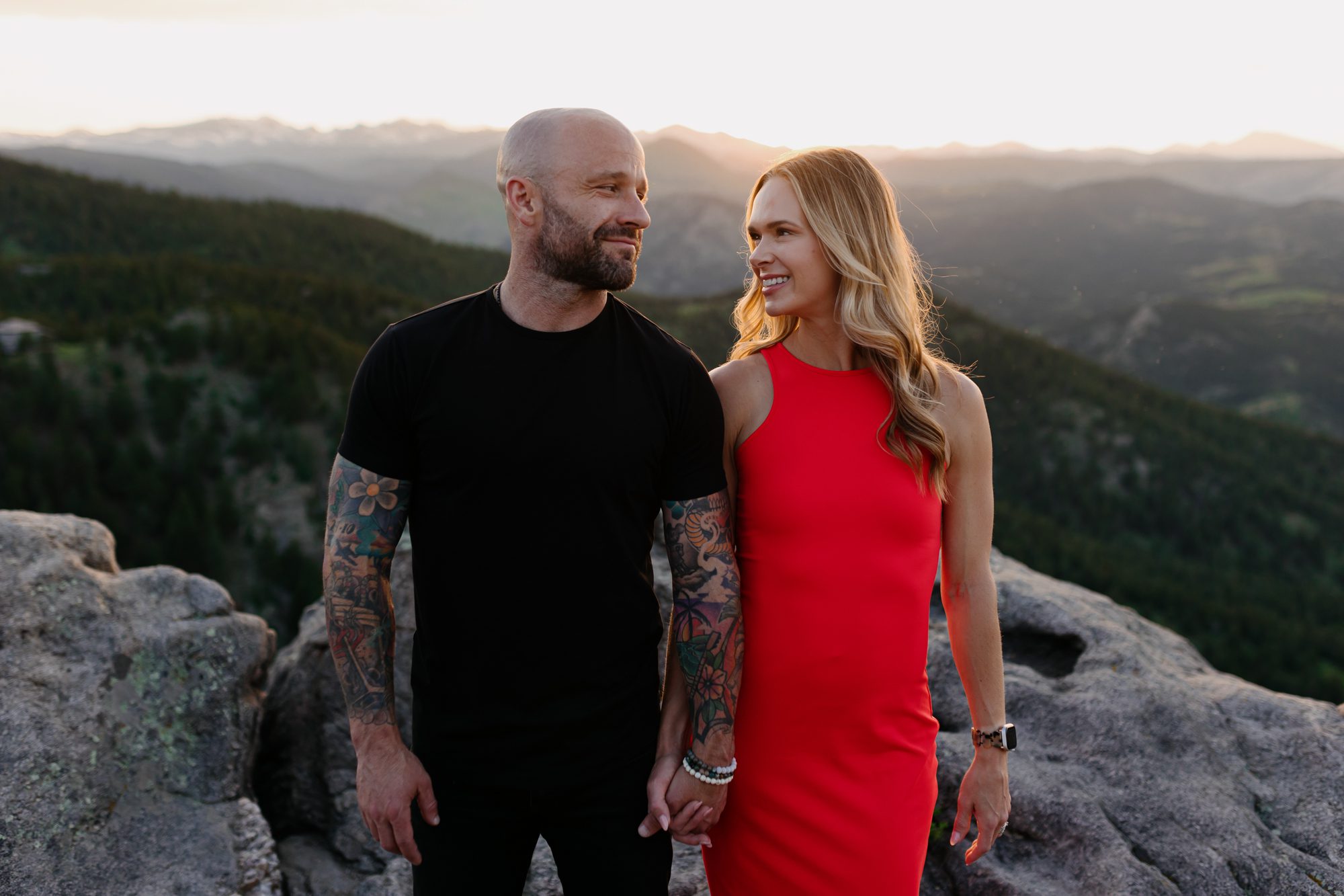 Couple posing for photos at Lost Gulch in Boulder