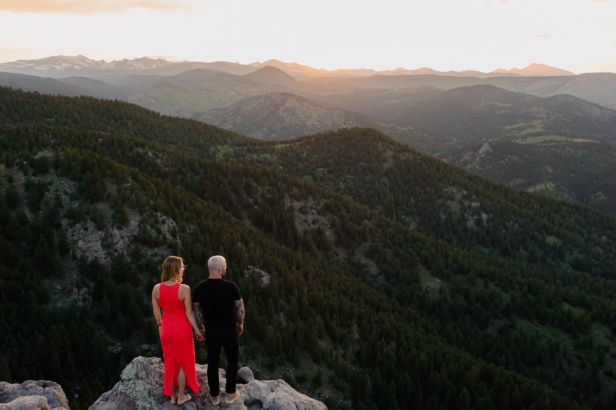 Couple posing for photos at Lost Gulch in Boulder
