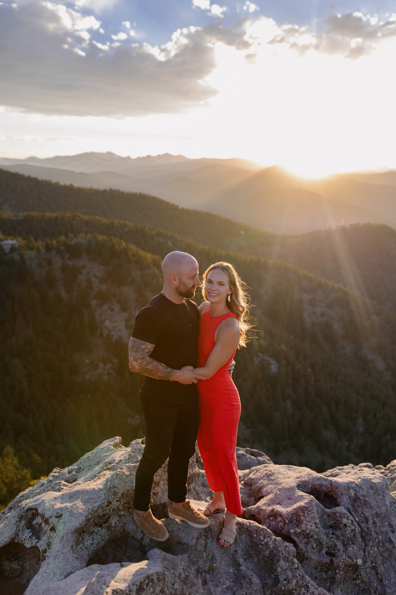 Couple posing for photos at Lost Gulch in Boulder