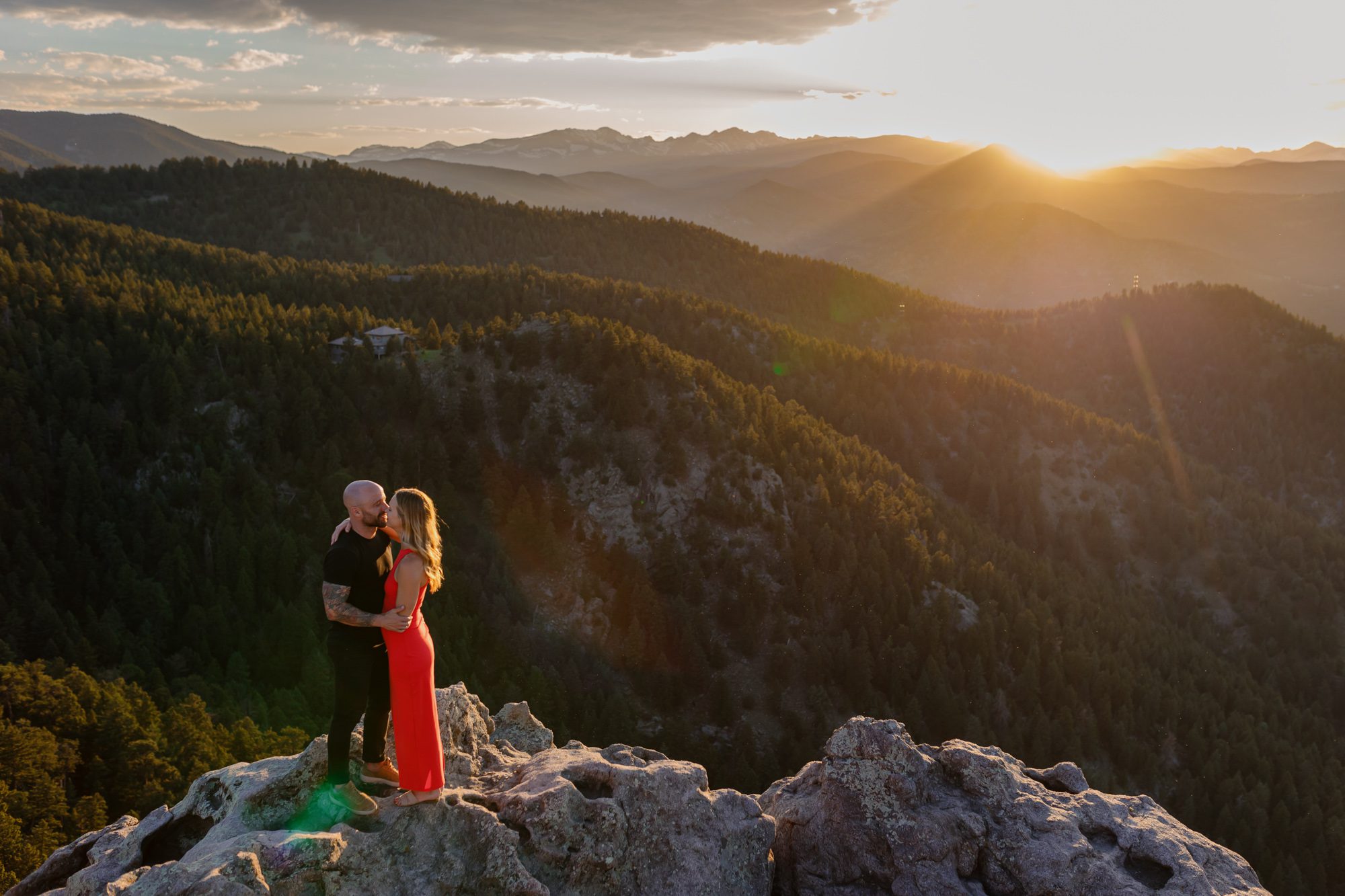 Couple posing for photos at Lost Gulch in Boulder