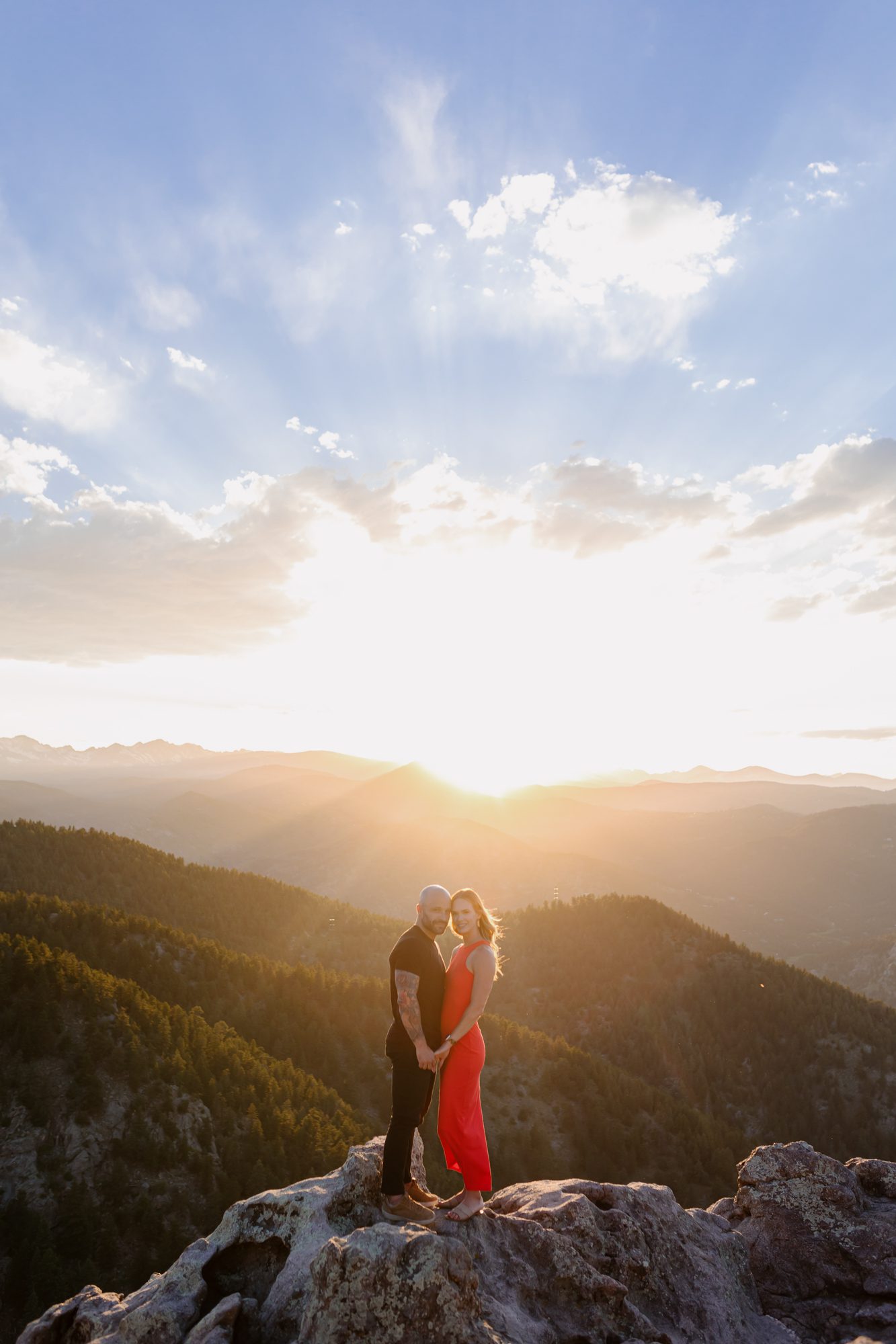 Couple posing for photos at Lost Gulch in Boulder